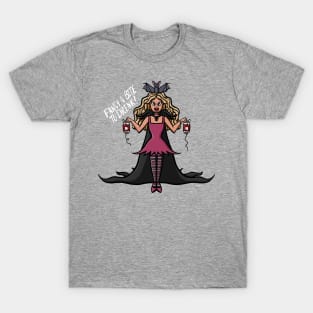 Fancy A Bite To Drink? Vampire Girl and Her Bat Bestie Digital Illustration T-Shirt